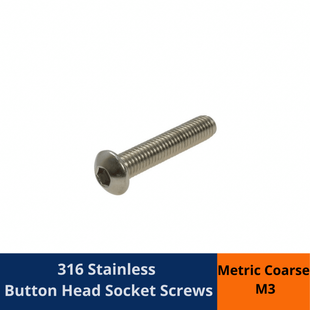 SOCKET HEAD BUTTON HEAD 316 STAINLESS M3 Gold Coast Bolt In