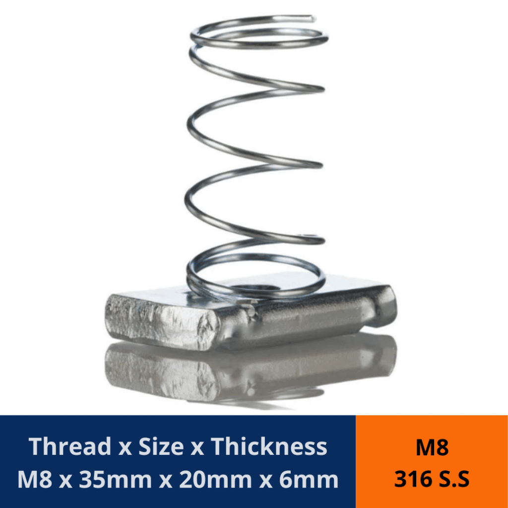 unistrut nut with spring 316 stainless Channel spring Nut m8 Gold