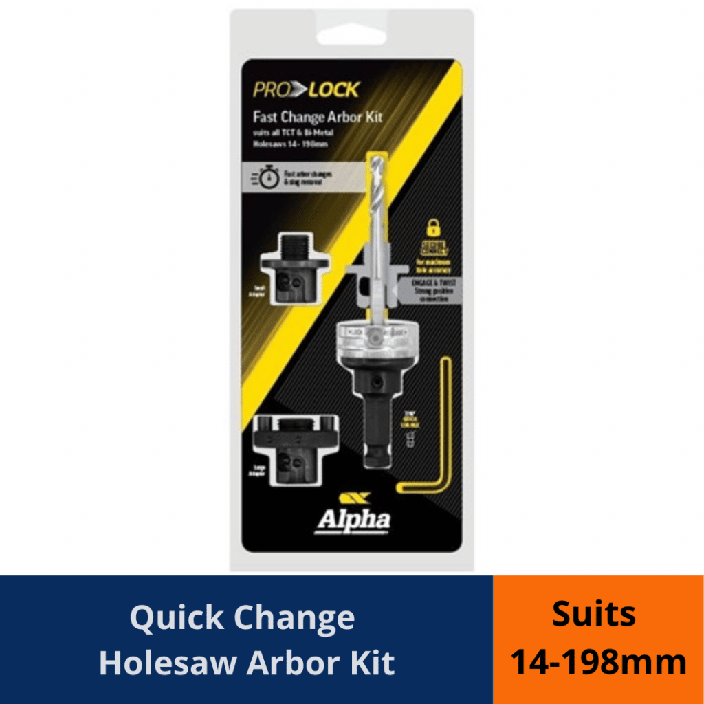 Pro Lock Quick Change Holesaw Arbor Kit Gold Coast Bolt In