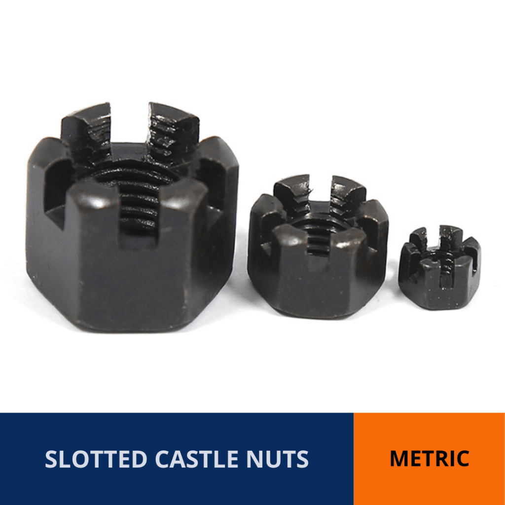 SLOTTED CASTLE NUTS METRIC HIGH TENSILE 8.8 Gold Coast Bolt In