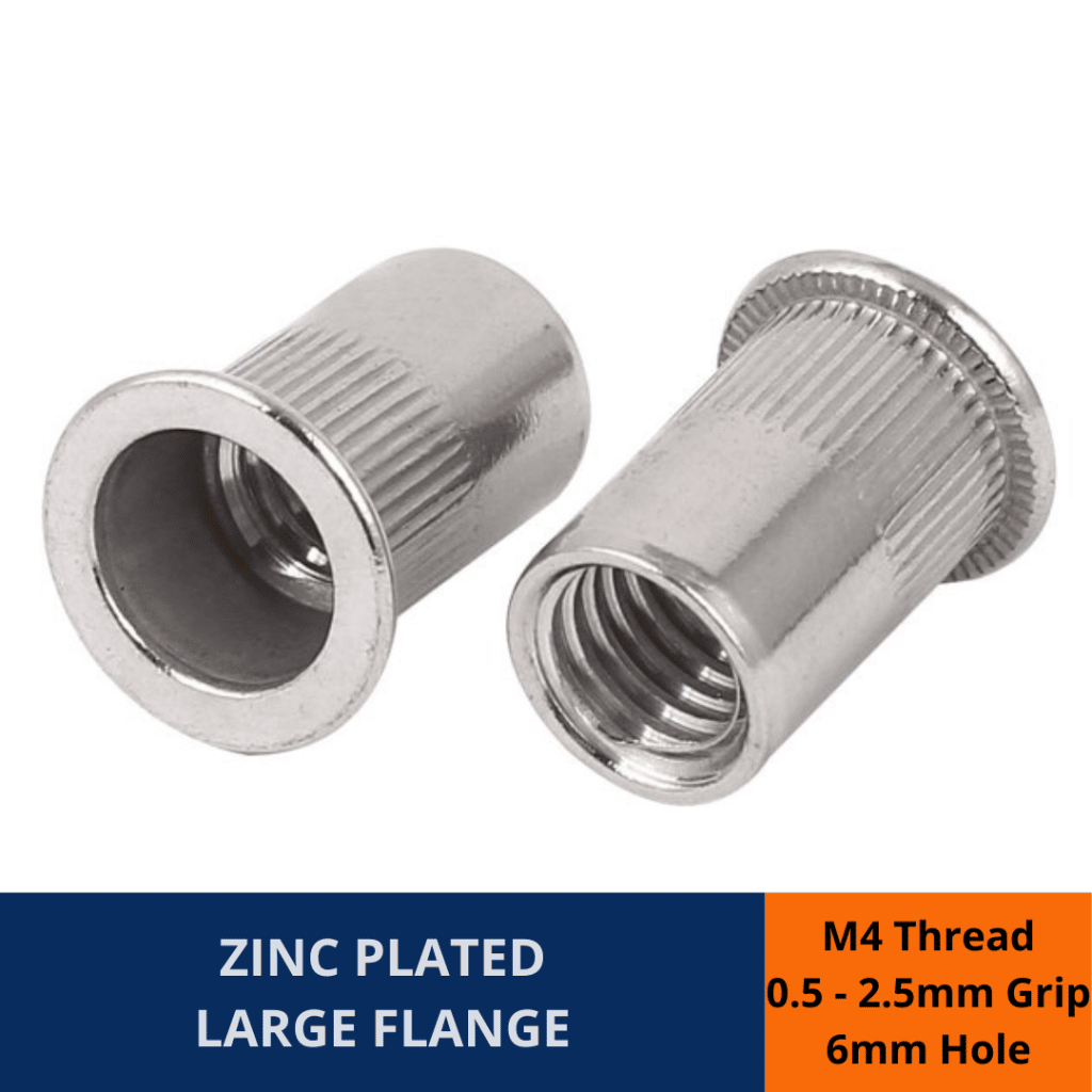 ZINC PLATED OPEN END STANDARD RIV NUT NUTSERTS M4 Gold Coast Bolt In